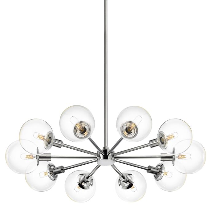 Sonneman Orb 10 Lt 32 Inch Radial Pendant in Chrome w/Clear Glass