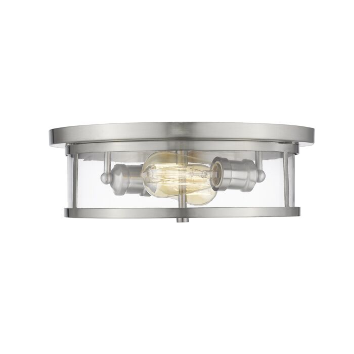 Z Lite Savannah 2 Light Flush Mount Ceiling Light In Brushed Nickel