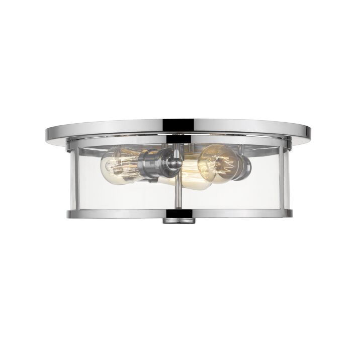 Z Lite Savannah 3 Light Flush Mount Ceiling Light In Chrome