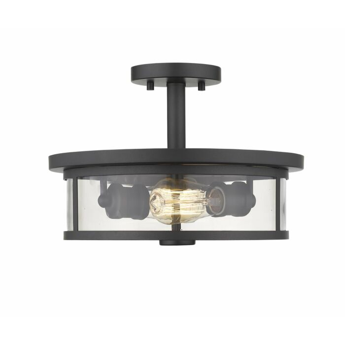 Z Lite Savannah 2 Light Semi Flush Mount Ceiling Light In Bronze
