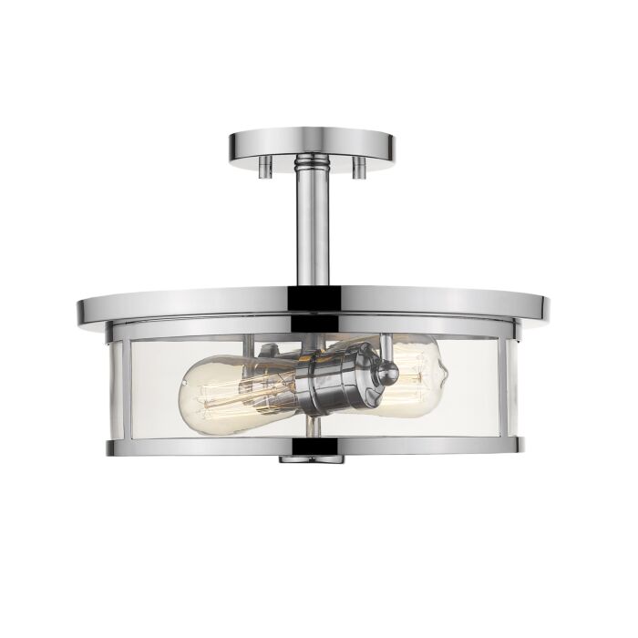 Z Lite Savannah 2 Light Semi Flush Mount Ceiling Light In Chrome