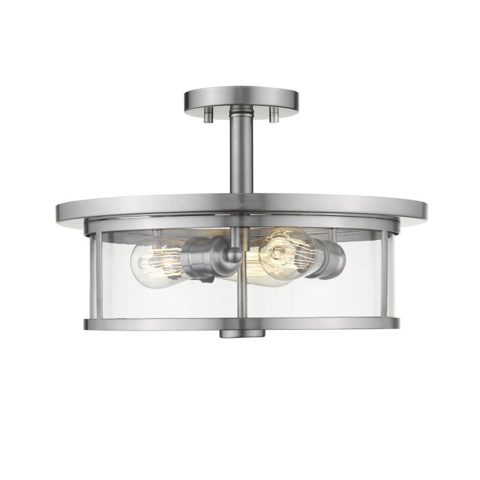 Z Lite Savannah 3 Light Semi Flush Mount Ceiling Light In Brushed Nickel