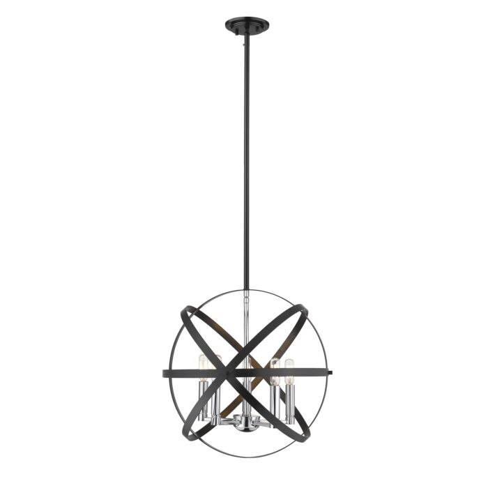 Z Lite Cavallo 5 Light Pendant Light In Hammered Black With Chrome