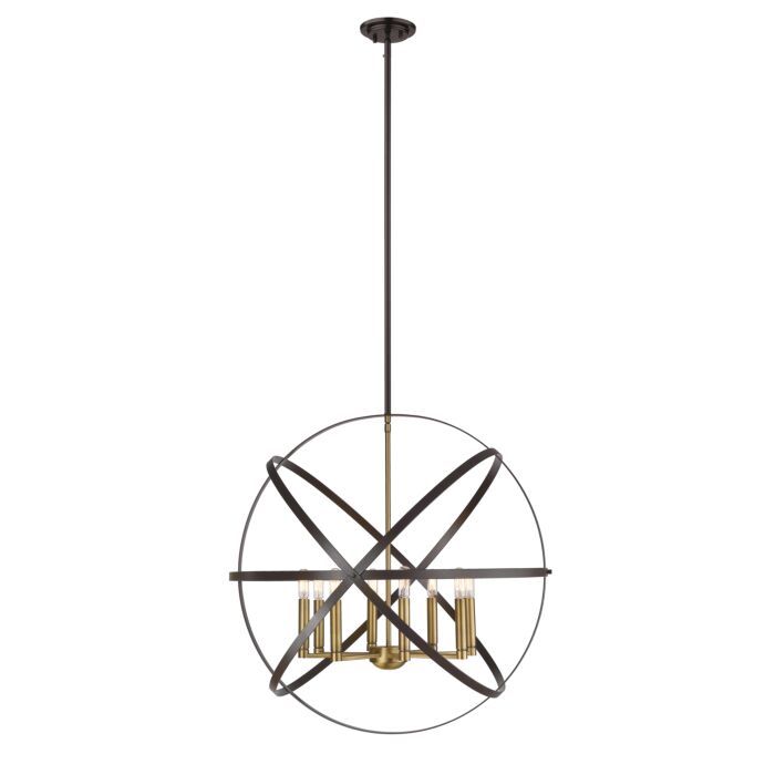 Z Lite Cavallo 8 Light Pendant Light In Hammered Bronze With Olde Brass