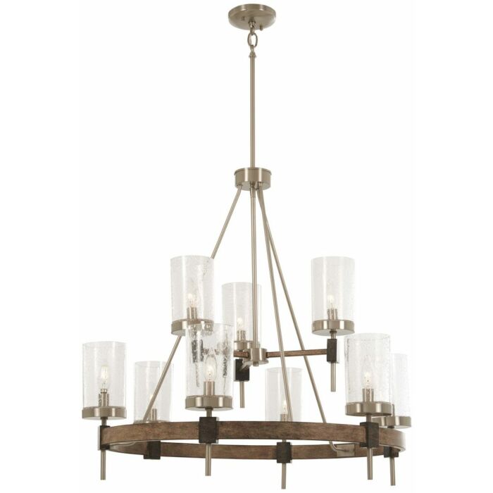 Minka Lavery Bridlewood 9 Light 32 Inch Transitional Chandelier in Stone Grey with Brushed Nickel