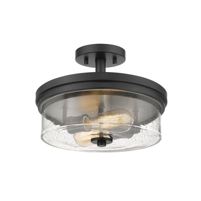 Z Lite Bohin 2 Light Semi Flush Mount Ceiling Light In Matte Black