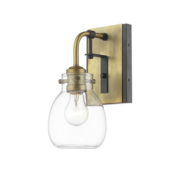 Z Lite Kraken 1 Light Wall Sconce In Matte Black With Olde Brass