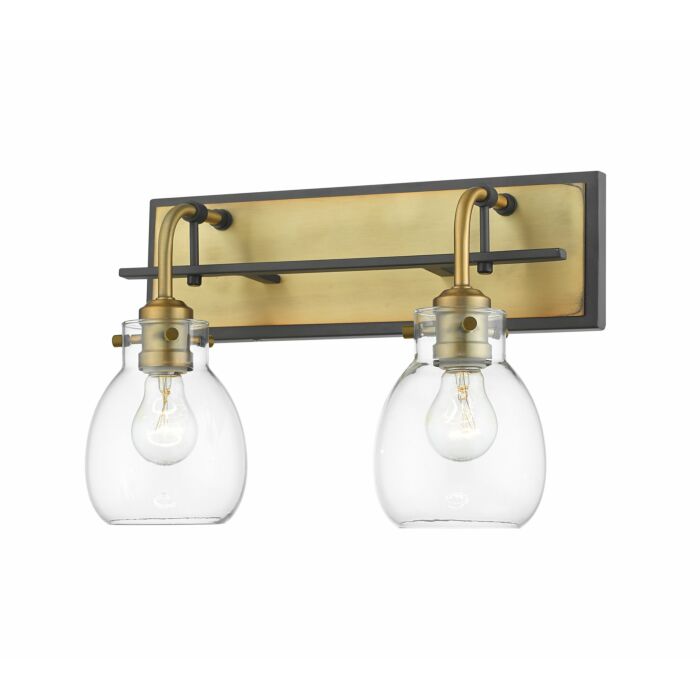 Z Lite Kraken 2 Light Wall Sconce In Matte Black With Olde Brass