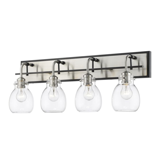 Z Lite Kraken 4 Light Bathroom Vanity Light In Matte Black With Brushed Nickel
