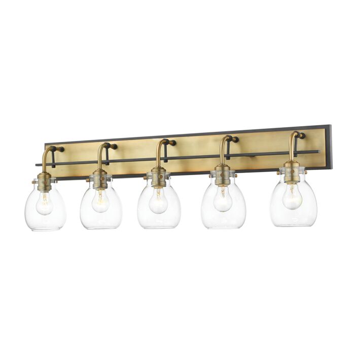 Z Lite Kraken 5 Light Bathroom Vanity Light In Matte Black With Olde Brass