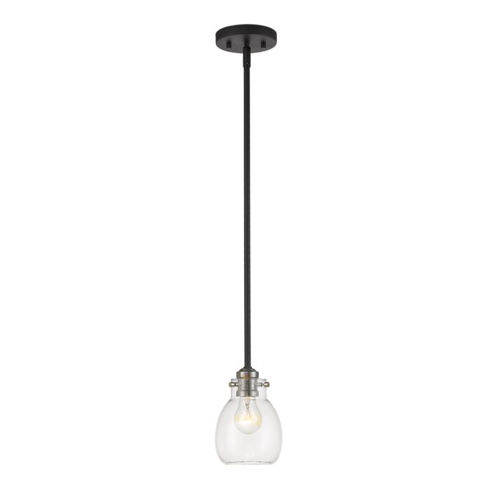 Z Lite Kraken 1 Light Mini Pendant Light In Matte Black With Brushed Nickel