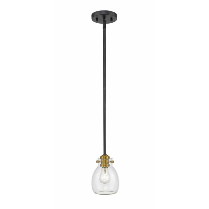 Z Lite Kraken 1 Light Mini Pendant Light In Matte Black With Olde Brass
