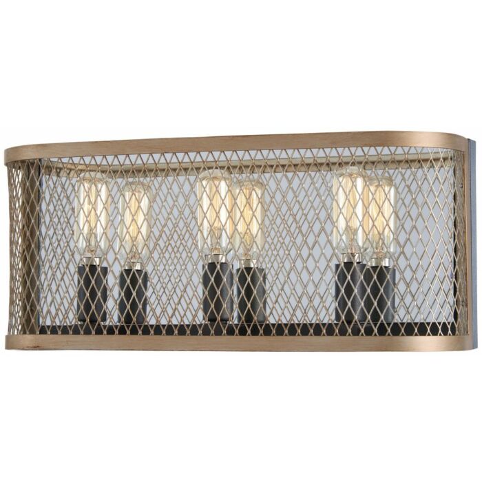Minka Lavery Marsden Commons 3 Light 16 Inch Bathroom Vanity Light in Smoked Iron with Aged Gold