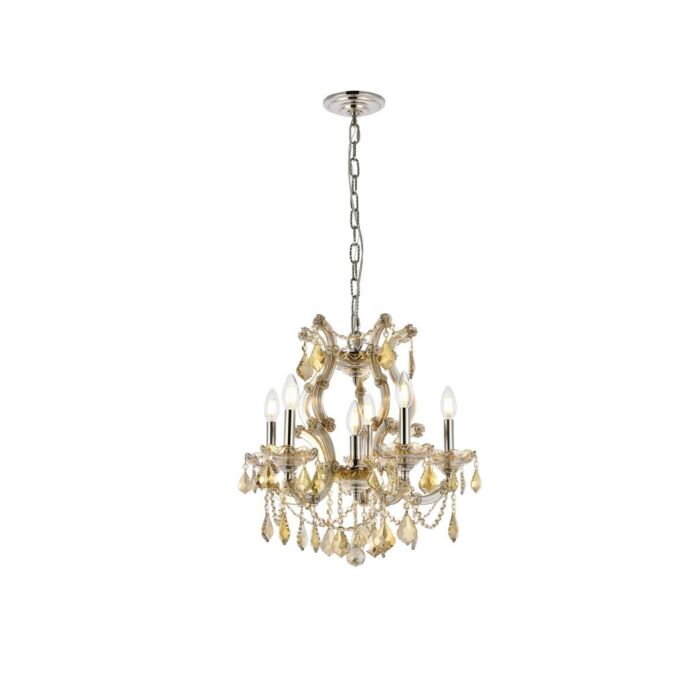 Maria Theresa 6-Light Pendant in Golden Teak