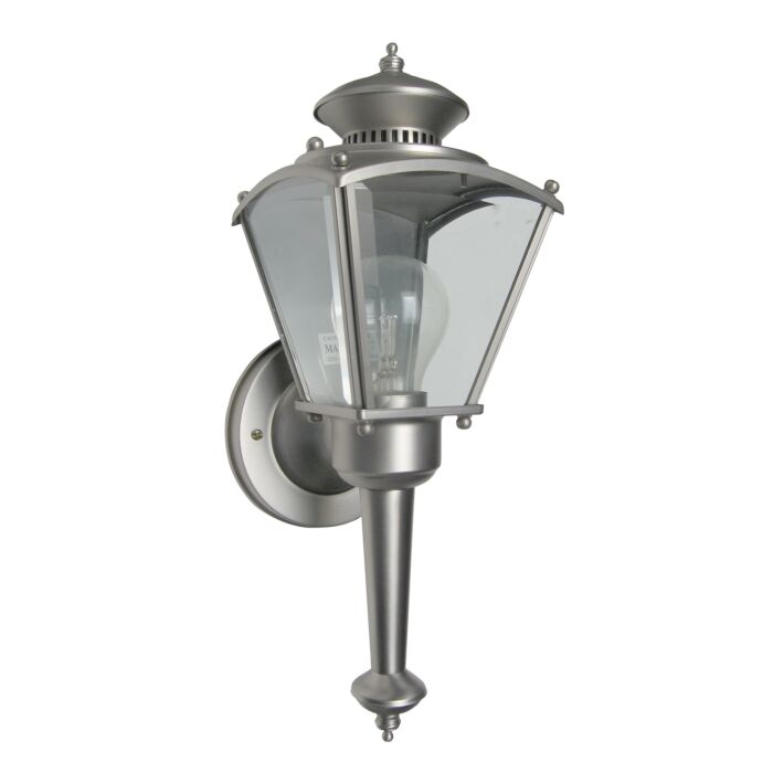 Beveled Glass Lantern 1-Light Wall Lantern in Pewter