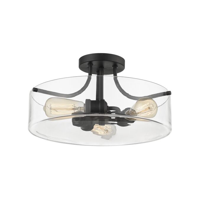 Z Lite Delaney 3 Light Semi Flush Mount Ceiling Light In Matte Black