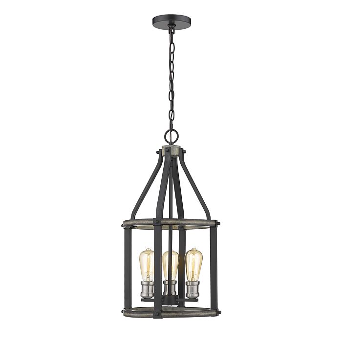 Z Lite Kirkland 3 Light Pendant Light In Ashen Barnboard