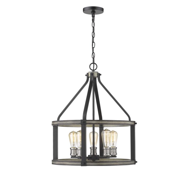 Z Lite Kirkland 5 Light Pendant Light In Ashen Barnboard