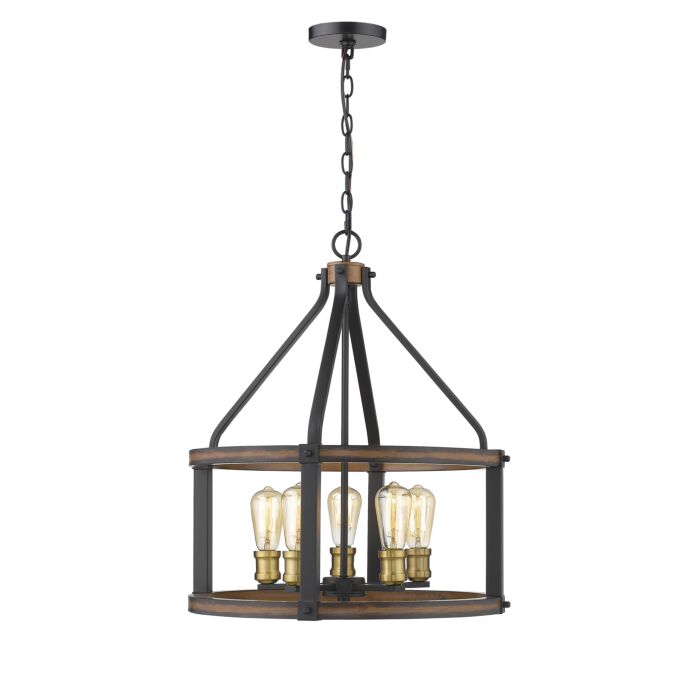 Z Lite Kirkland 5 Light Pendant Light In Rustic Mahogany
