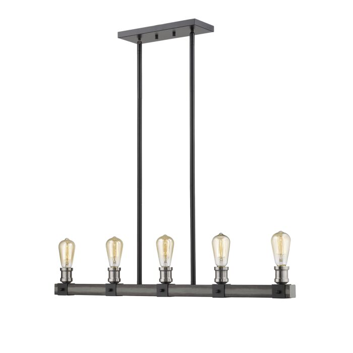 Z Lite Kirkland 5 Light Linear Pendant Light In Ashen Barnboard