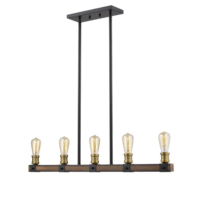 Z Lite Kirkland 5 Light Linear Pendant Light In Rustic Mahogany