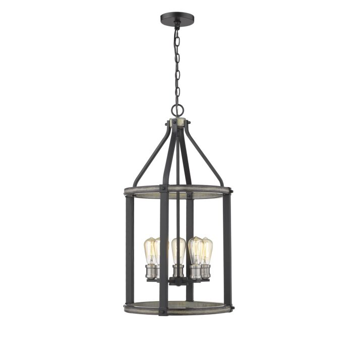Z Lite Kirkland 5 Light Pendant Light In Ashen Barnboard
