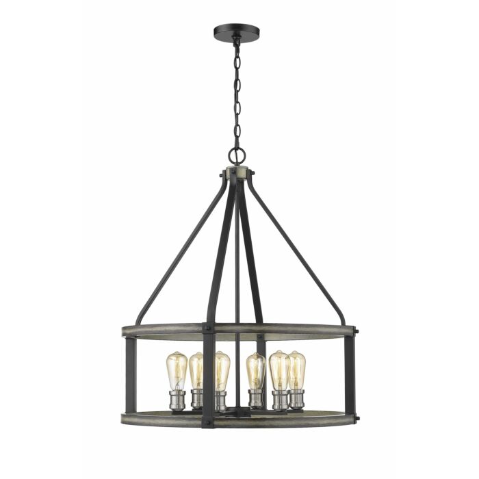 Z Lite Kirkland 6 Light Pendant Light In Ashen Barnboard