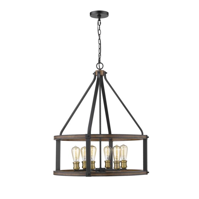 Z Lite Kirkland 6 Light Pendant Light In Rustic Mahogany
