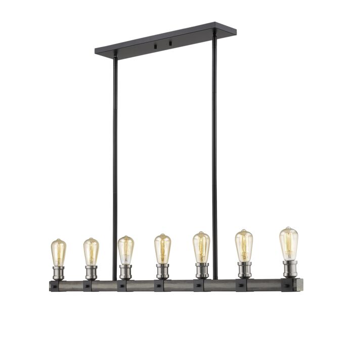 Z Lite Kirkland 7 Light Linear Pendant Light In Ashen Barnboard