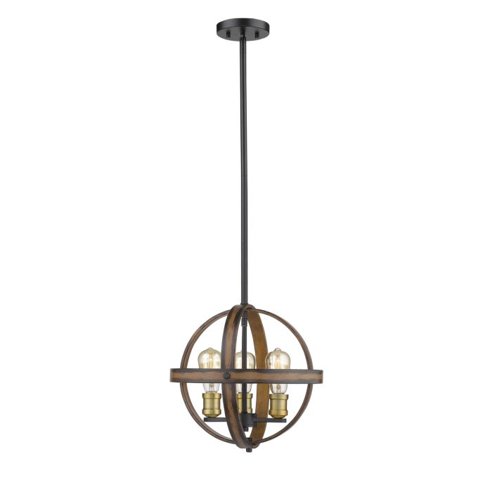 Z Lite Kirkland 3 Light Pendant Light In Rustic Mahogany