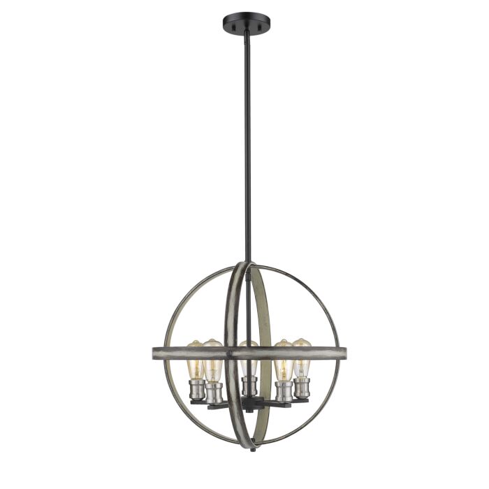 Z Lite Kirkland 5 Light Pendant Light In Ashen Barnboard