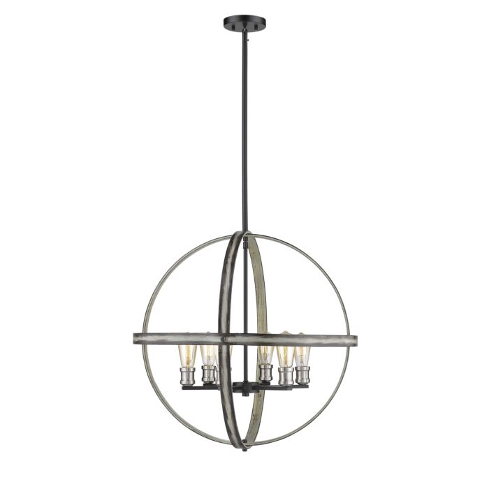 Z Lite Kirkland 6 Light Pendant Light In Ashen Barnboard