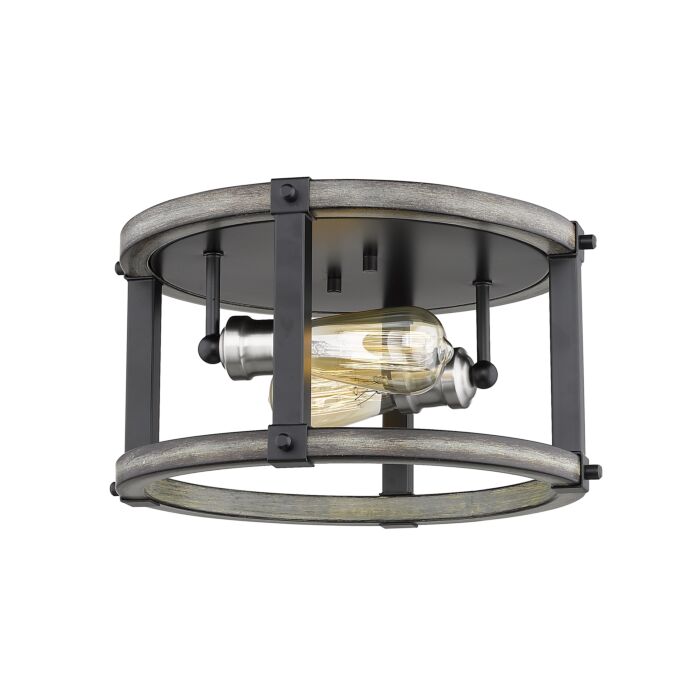Z Lite Kirkland 2 Light Flush Mount Ceiling Light In Ashen Barnboard