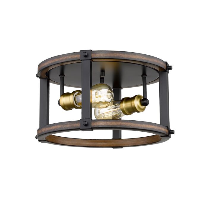 Z Lite Kirkland 2 Light Flush Mount Ceiling Light In Rustic Mahogany