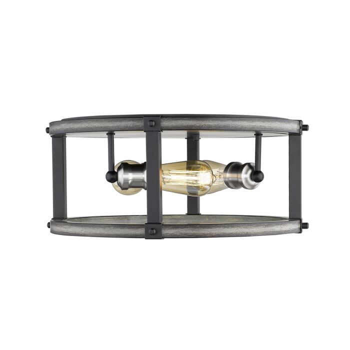 Z Lite Kirkland 3 Light Flush Mount Ceiling Light In Ashen Barnboard