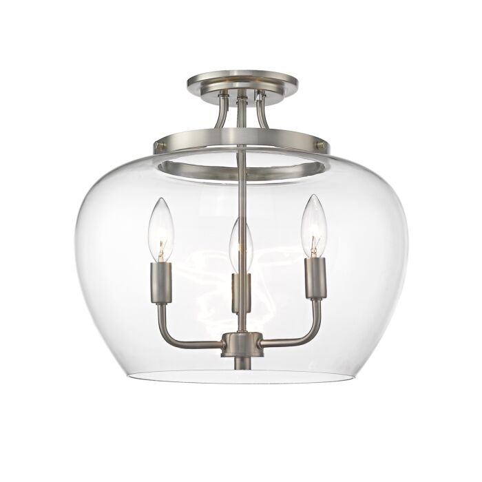 Z Lite Joliet 3 Light Semi Flush Mount Ceiling Light In Brushed Nickel