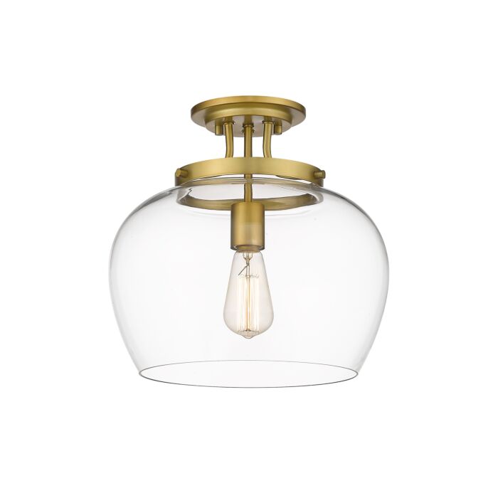 Z Lite Joliet 1 Light Semi Flush Mount Ceiling Light In Olde Brass