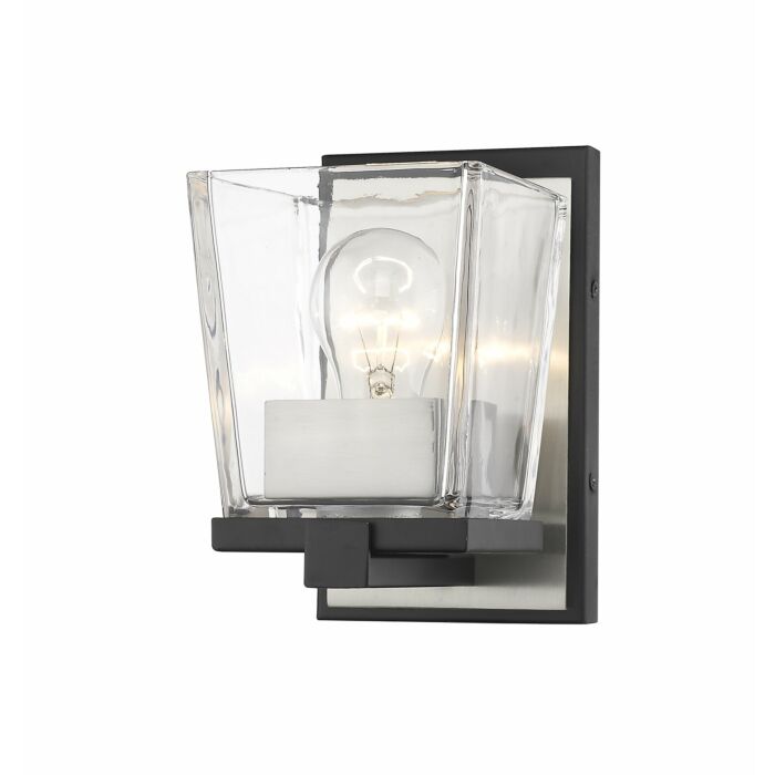 Z Lite Bleeker Street 1 Light Wall Sconce In Matte Black With Brushed Nickel
