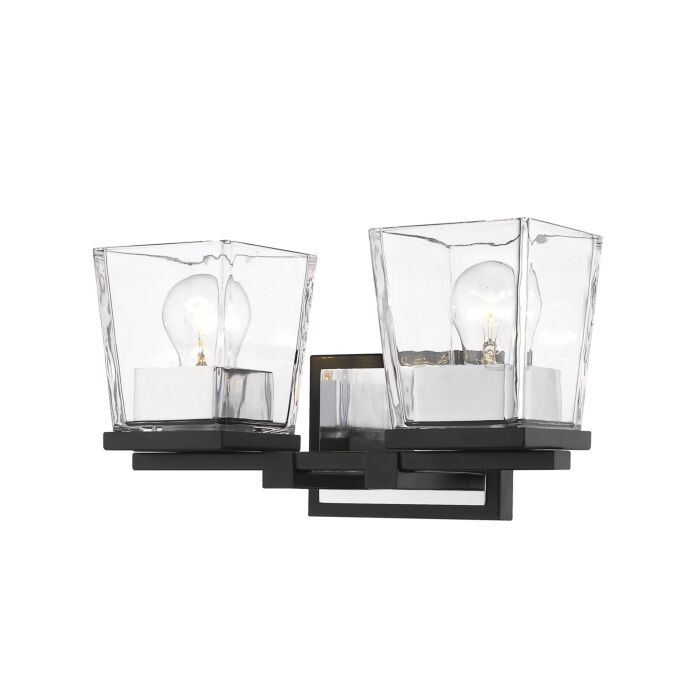 Z Lite Bleeker Street 2 Light Bathroom Vanity Light In Matte Black With Chrome
