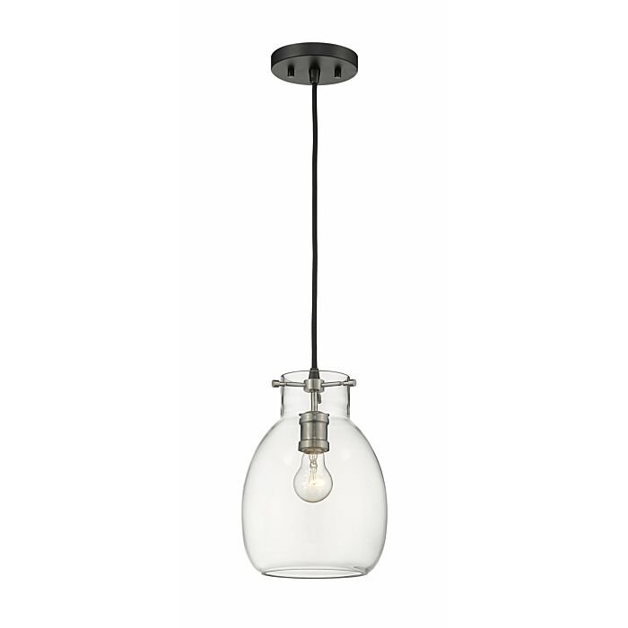 Z Lite Bella 1 Light Mini Pendant Light In Matte Black With Brushed Nickel