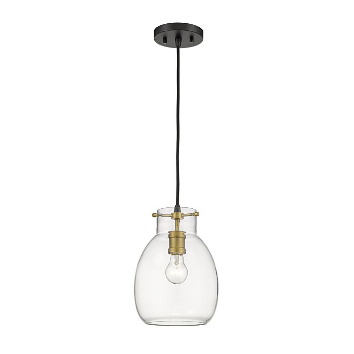 Z Lite Bella 1 Light Mini Pendant Light In Matte Black With Olde Brass
