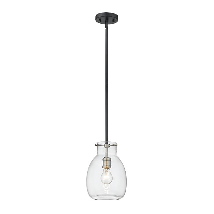 Z Lite Bella 1 Light Mini Pendant Light In Matte Black With Brushed Nickel