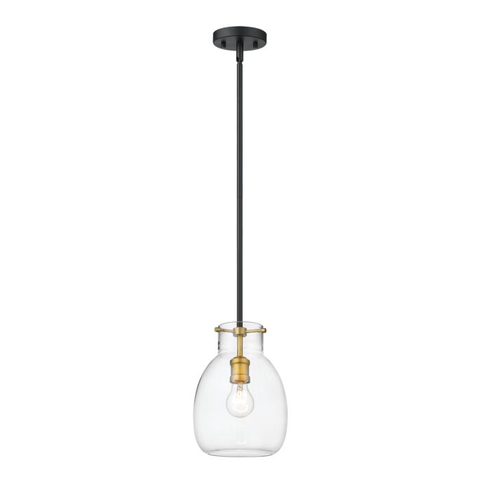 Z Lite Bella 1 Light Mini Pendant Light In Matte Black With Olde Brass