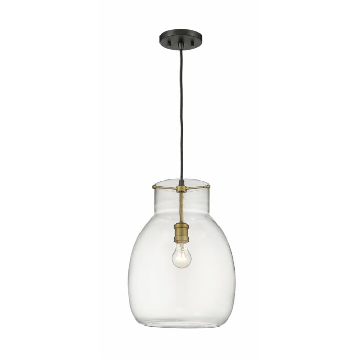 Z Lite Bella 1 Light Pendant Light In Matte Black With Olde Brass