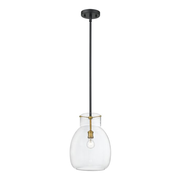 Z Lite Bella 1 Light Mini Pendant Light In Matte Black With Olde Brass