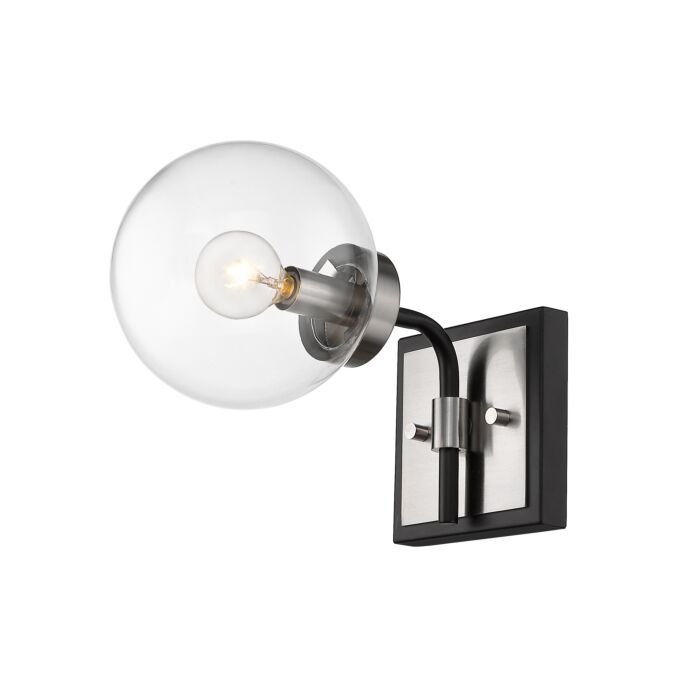 Z Lite Parsons 1 Light Wall Sconce In Matte Black With Brushed Nickel