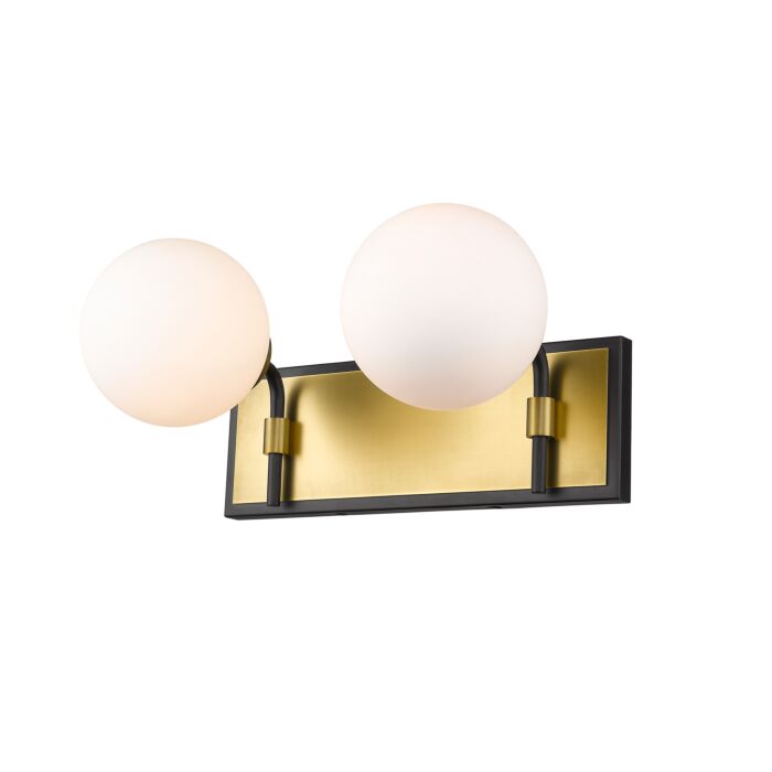 Z Lite Parsons 2 Light Bathroom Vanity Light In Matte Black With Olde Brass