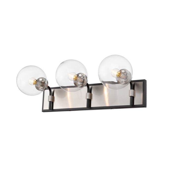 Z Lite Parsons 3 Light Bathroom Vanity Light In Matte Black With Brushed Nickel