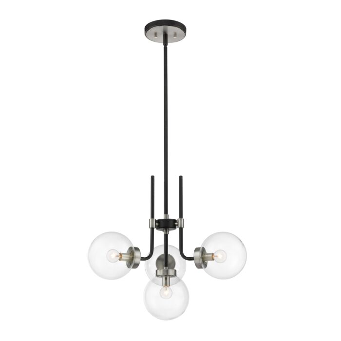 Z Lite Parsons 4 Light Chandelier In Matte Black With Brushed Nickel