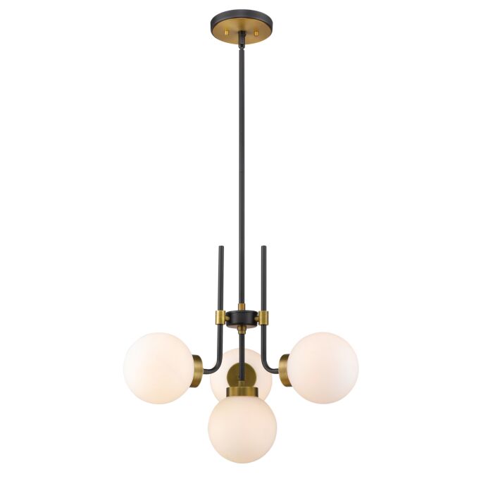 Z Lite Parsons 4 Light Chandelier In Matte Black With Olde Brass